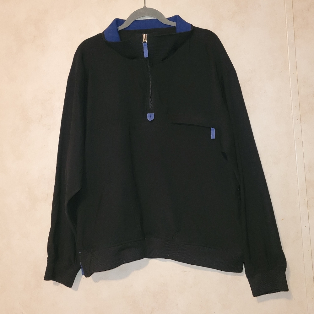 Arnold Palmer Men's Vintage Black Microfiber Pullover Golf Jacket Medium